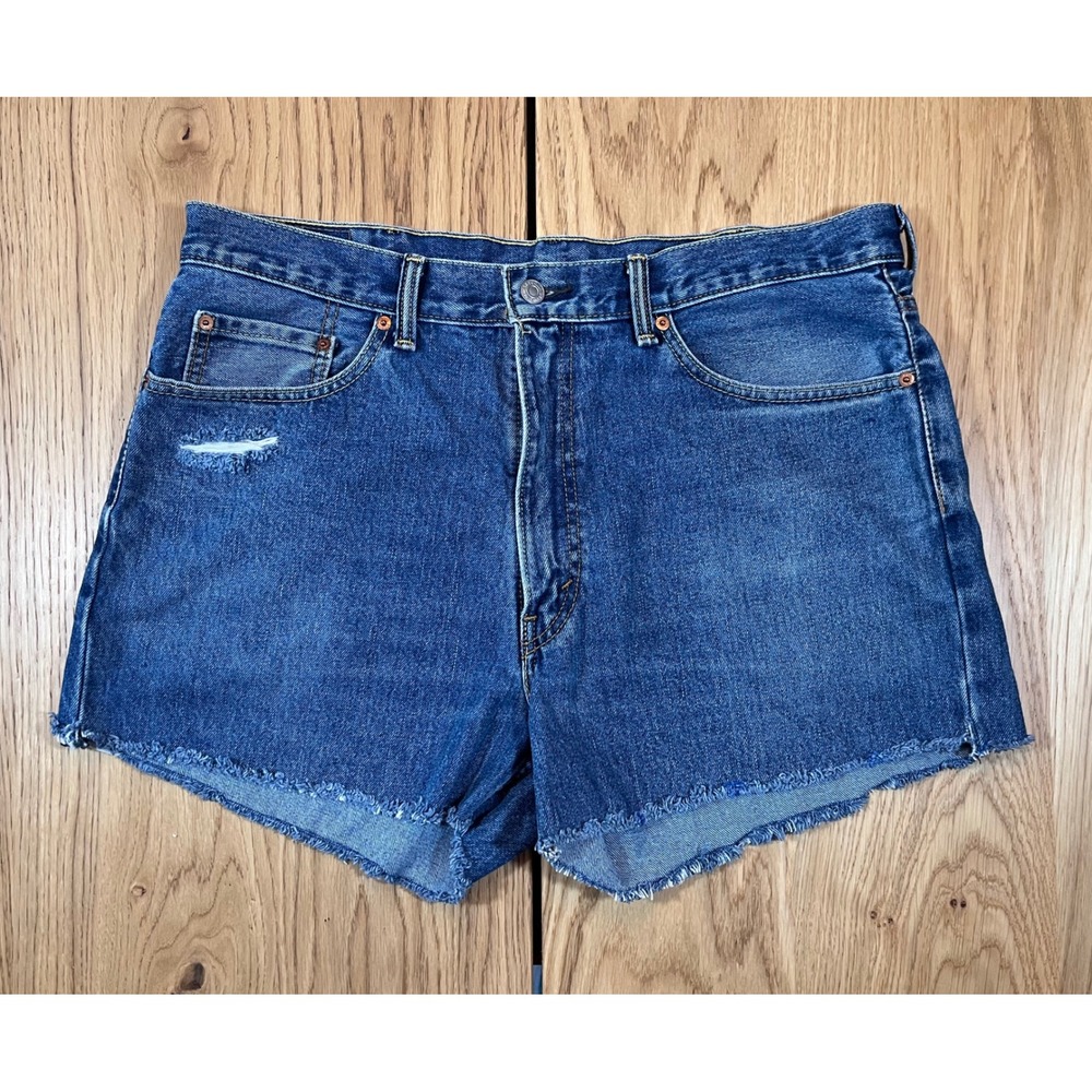 Levi's 550 Denim Cut Off Shorts Mens Size 38 Blue Relaxed Fit Distressed 90s